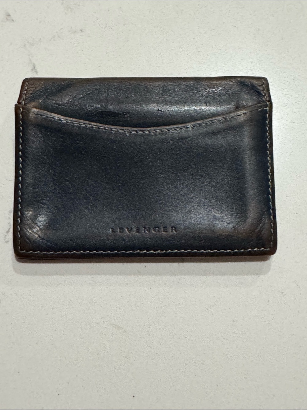 Levenger Navy Leather Portfolio with Debossed Logo